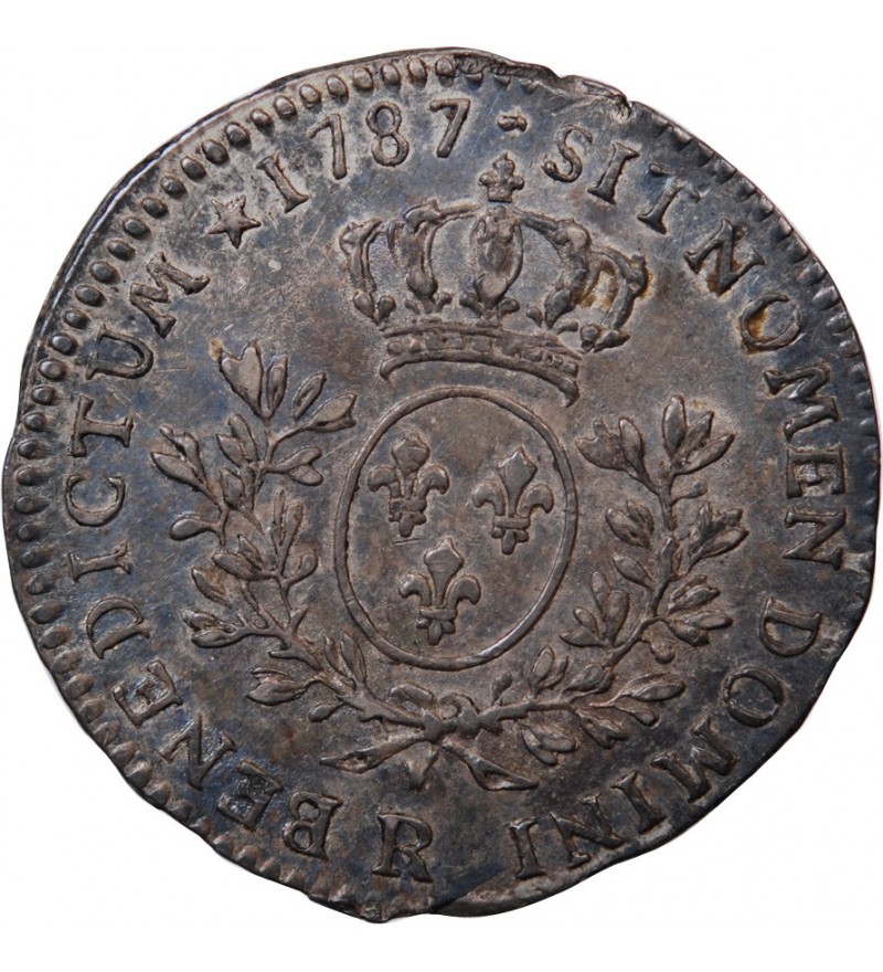 LOUIS XVI - 1/5 ECU AUX BRANCHES D'OLIVIER 1787 R ORLEANS