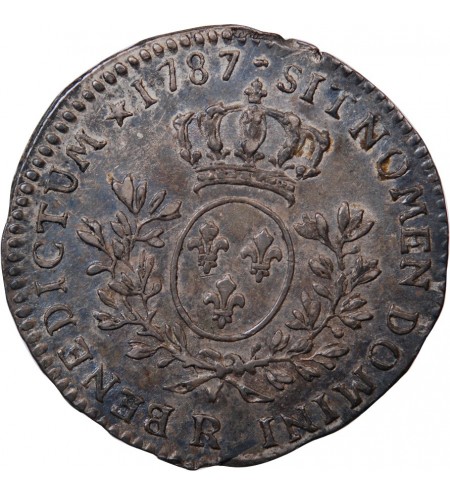 LOUIS XVI - 1/5 ECU AUX BRANCHES D'OLIVIER 1787 R ORLEANS
