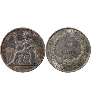 INDOCHINE FRANCAISE - 50 CENTIMES ARGENT 1936 2
