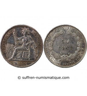 INDOCHINE FRANCAISE - 50 CENTIMES ARGENT 1936