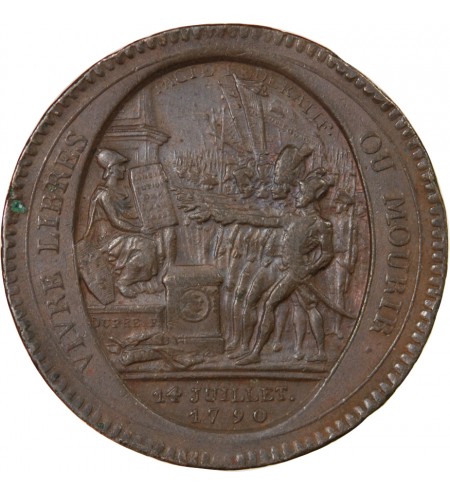 MONNAIE DE CONFIANCE - MONNERON 5 SOLS AU SERMENT 1792 L'AN IV