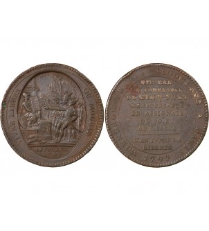 MONNAIE DE CONFIANCE - MONNERON 5 SOLS AU SERMENT 1792 L'AN IV 2