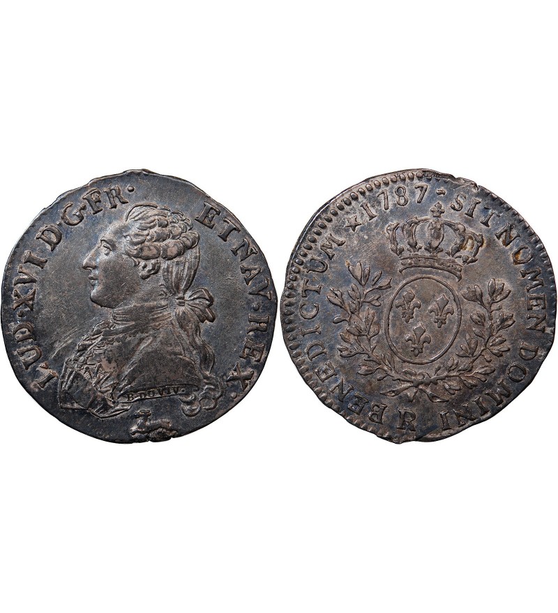 LOUIS XVI - 1/5 ECU AUX BRANCHES D'OLIVIER 1787 R ORLEANS