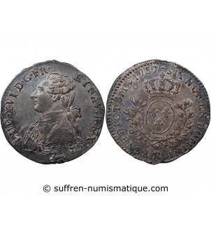 LOUIS XVI - 1/5 ECU AUX BRANCHES D'OLIVIER 1787 R ORLEANS