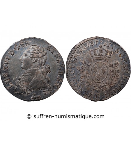 LOUIS XVI - 1/5 ECU AUX BRANCHES D'OLIVIER 1787 R ORLEANS