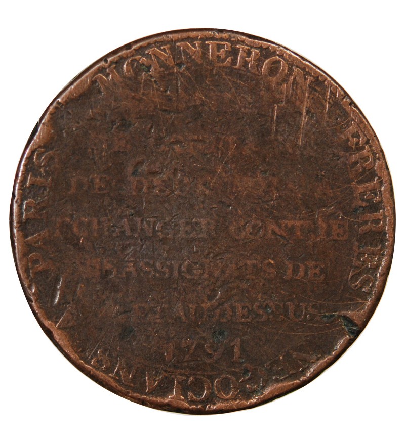 MONNAIE DE CONFIANCE - MONNERON 2 SOLS A LA LIBERTE 1791 L'AN III