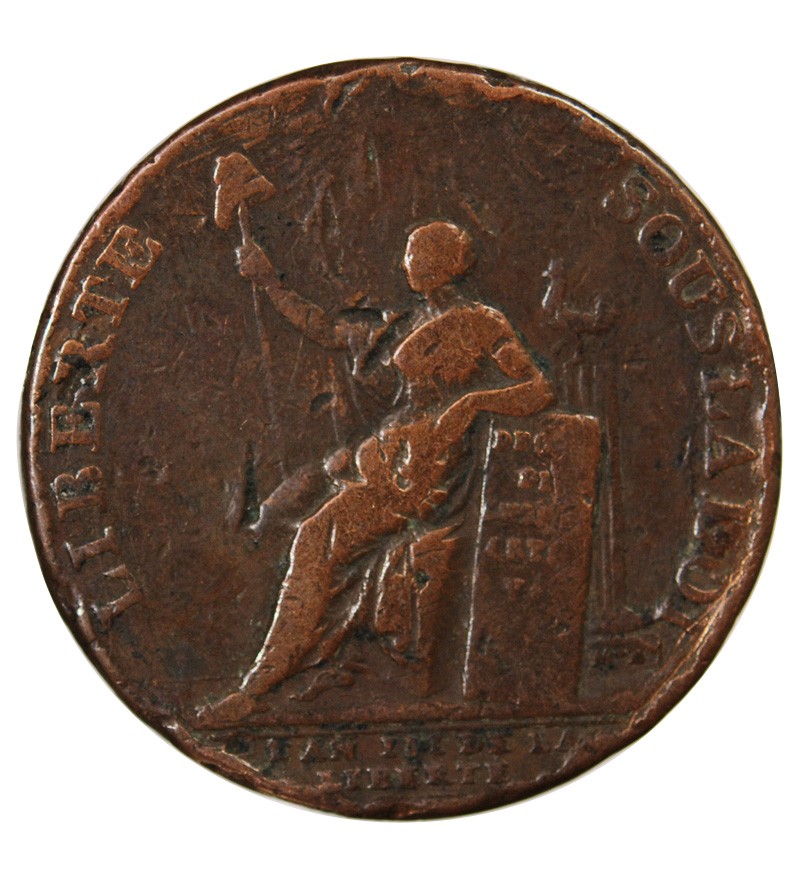 MONNAIE DE CONFIANCE - MONNERON 2 SOLS A LA LIBERTE 1791 L'AN III