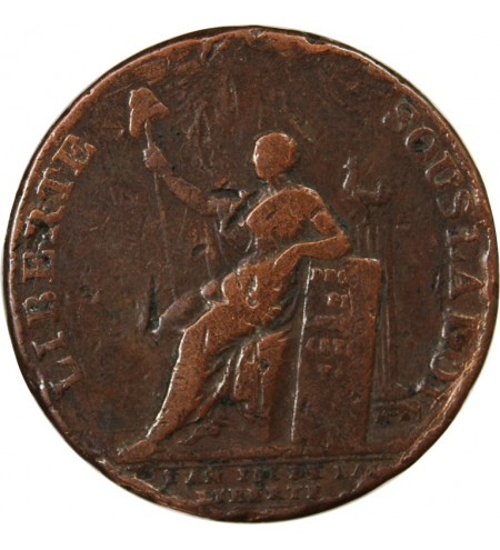 MONNAIE DE CONFIANCE - MONNERON 2 SOLS A LA LIBERTE 1791 L'AN III