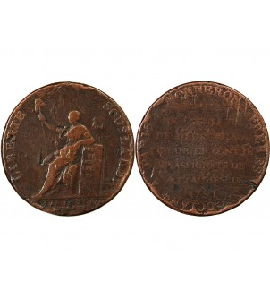 MONNAIE DE CONFIANCE - MONNERON 2 SOLS A LA LIBERTE 1791 L'AN III 2