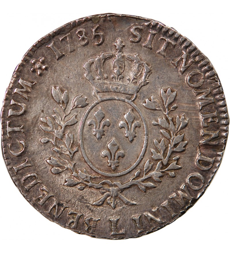 LOUIS XVI - ÉCU ARGENT AUX BRANCHES D'OLIVIER 1785 L BAYONNE