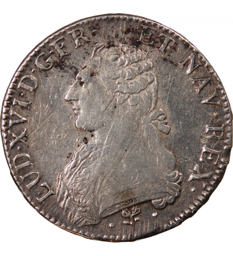 LOUIS XVI - ÉCU ARGENT AUX BRANCHES D'OLIVIER 1785 L BAYONNE