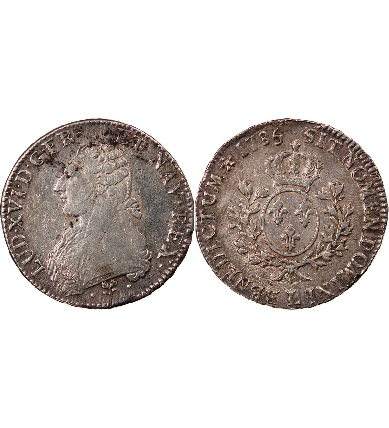 LOUIS XVI - ÉCU ARGENT AUX BRANCHES D'OLIVIER 1785 L BAYONNE