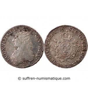 LOUIS XVI - ÉCU ARGENT AUX BRANCHES D'OLIVIER 1785 L BAYONNE