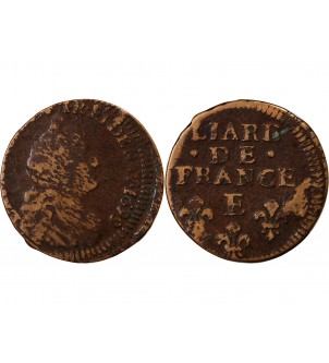 LOUIS XIV, BUSTE ÂGÉ﻿ - LIARD 1699 E TOURS 2