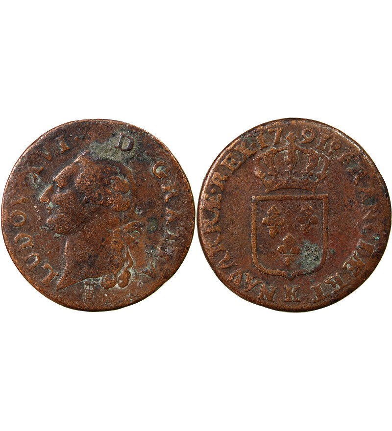 LOUIS XVI - SOL A L'ECU 1791 K BORDEAUX