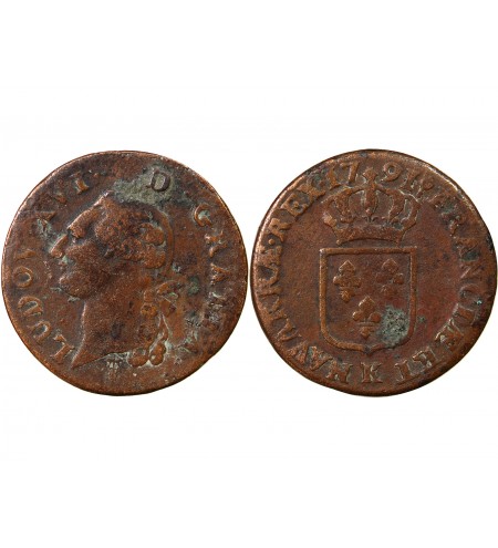 LOUIS XVI - SOL A L'ECU 1791 K BORDEAUX