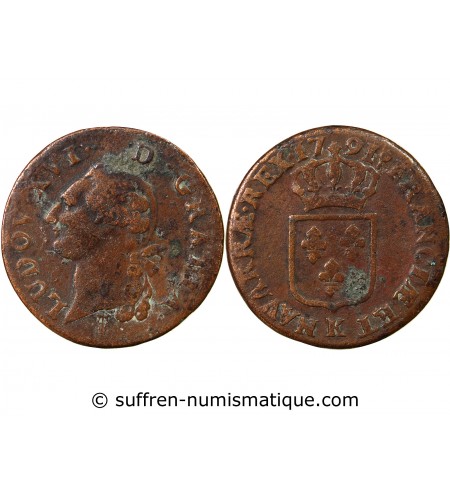 LOUIS XVI - SOL A L'ECU 1791 K BORDEAUX