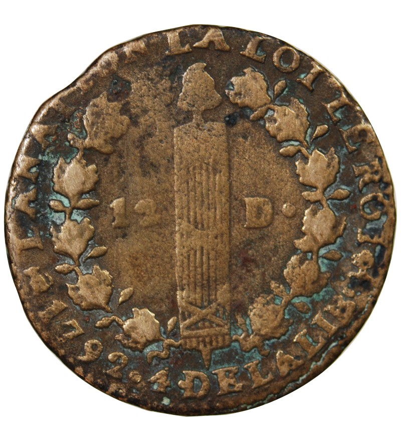 LOUIS XVI, CONSTITUTION - 12 DENIERS 1792 T NANTES