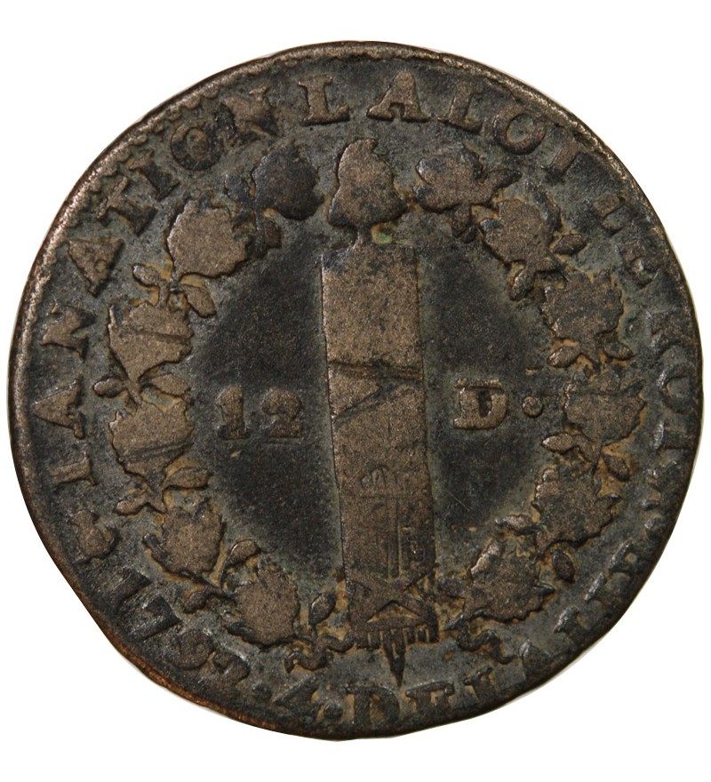 LOUIS XVI, CONSTITUTION - 12 DENIERS 1792 T NANTES