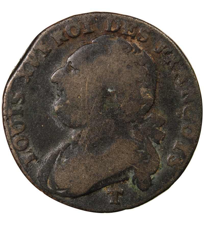 LOUIS XVI, CONSTITUTION - 12 DENIERS 1792 T NANTES