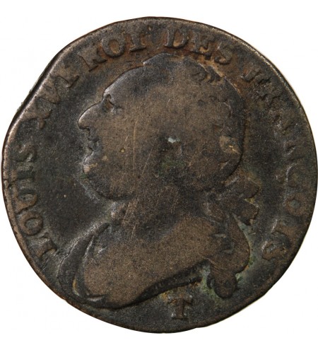 LOUIS XVI, CONSTITUTION - 12 DENIERS 1792 T NANTES