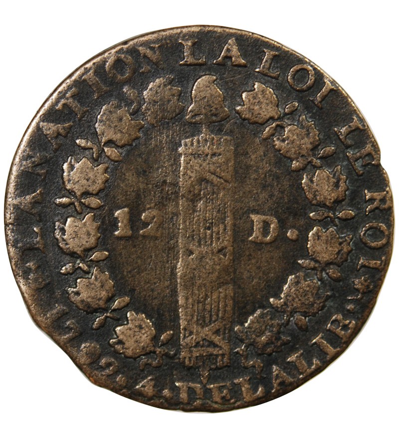 LOUIS XVI, CONSTITUTION - 12 DENIERS 1792 T° SAUMUR