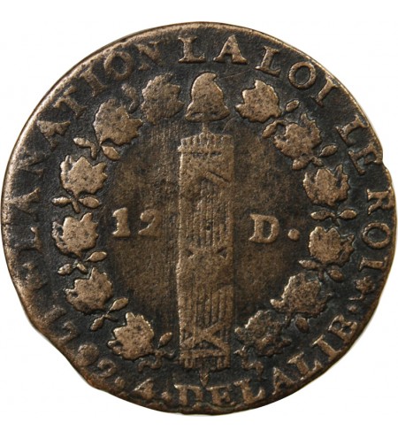 LOUIS XVI, CONSTITUTION - 12 DENIERS 1792 T° SAUMUR