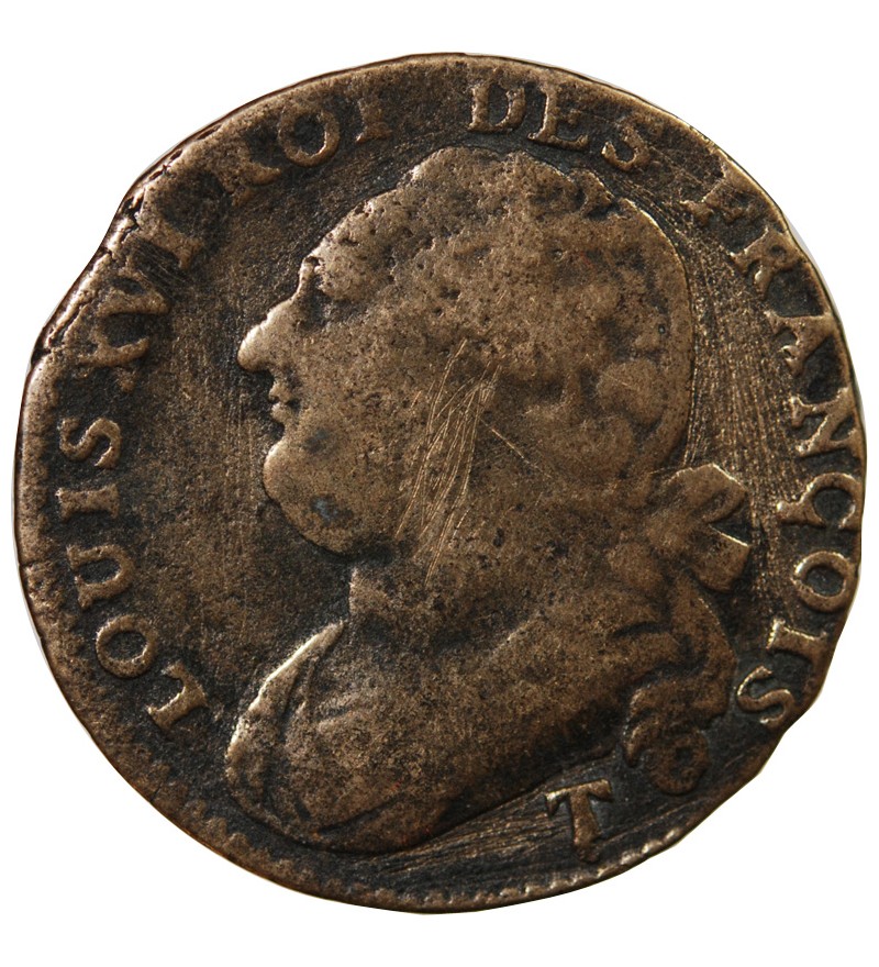 LOUIS XVI, CONSTITUTION - 12 DENIERS 1792 T° SAUMUR