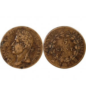 COLONIES FRANCAISES, CHARLES X - 5 CENTIMES 1827 H LA ROCHELLE 2