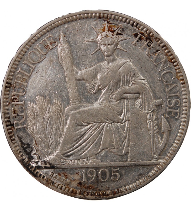INDOCHINE FRANCAISE - PIASTRE DE COMMERCE ARGENT 1905 A PARIS