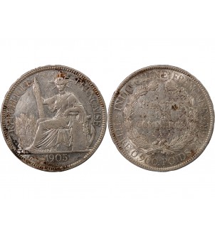 INDOCHINE FRANCAISE - PIASTRE DE COMMERCE ARGENT 1905 A PARIS 2