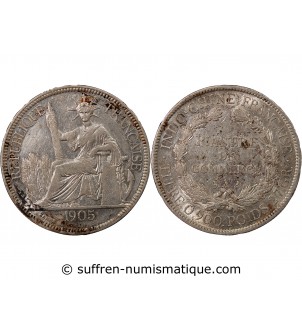 INDOCHINE FRANCAISE - PIASTRE DE COMMERCE ARGENT 1905 A PARIS