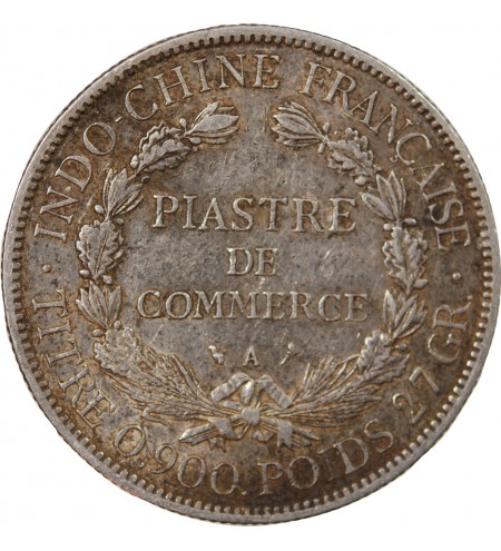 INDOCHINE FRANCAISE - PIASTRE DE COMMERCE ARGENT 1907 A PARIS
