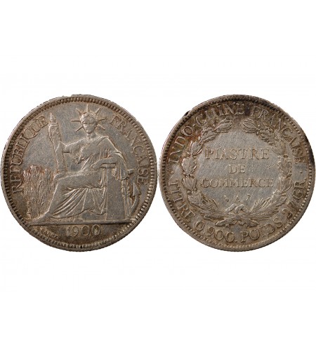 INDOCHINE FRANCAISE - PIASTRE DE COMMERCE ARGENT 1900 A PARIS