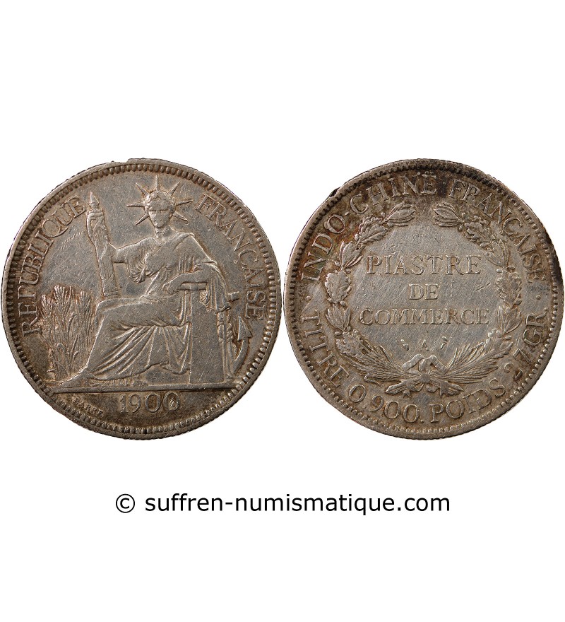 INDOCHINE FRANCAISE - PIASTRE DE COMMERCE ARGENT 1900 A PARIS