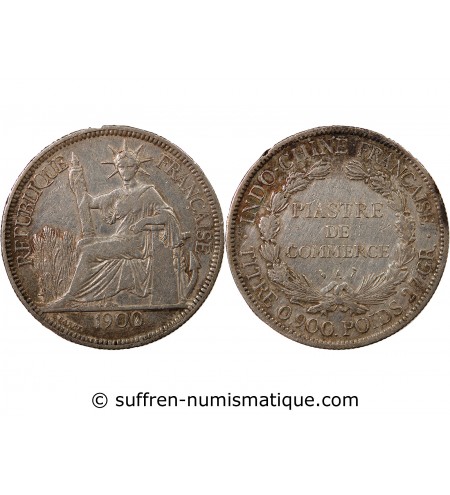 INDOCHINE FRANCAISE - PIASTRE DE COMMERCE ARGENT 1900 A PARIS