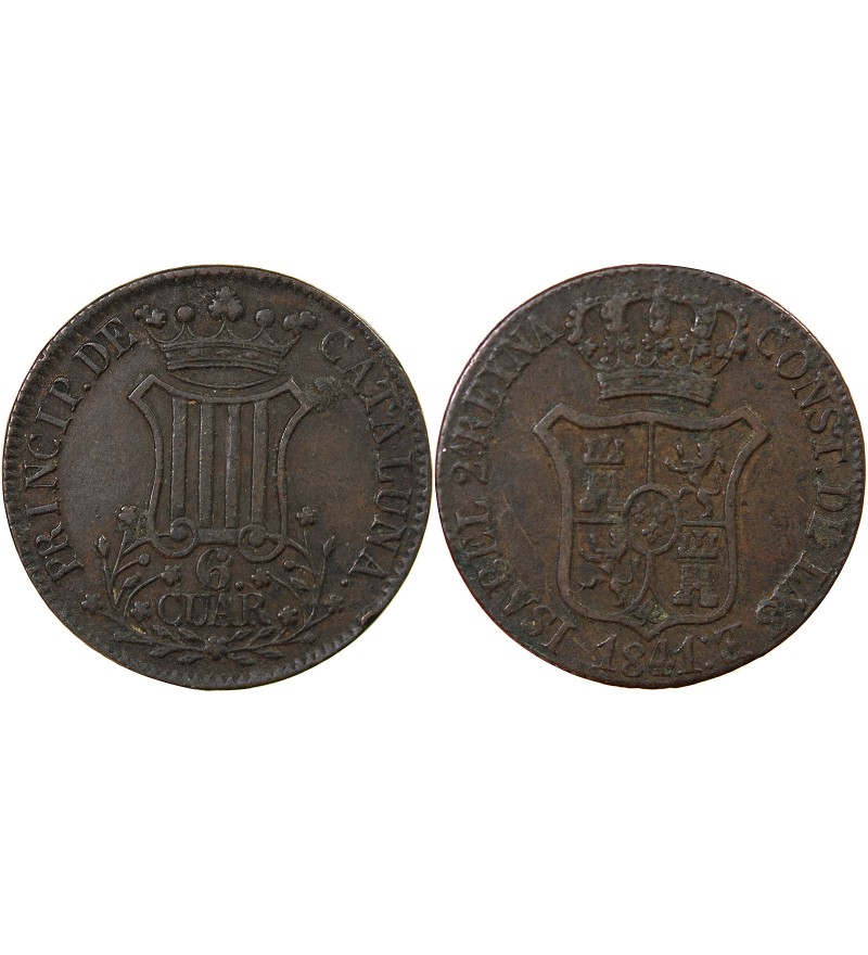 ESPAGNE, PRINCIPAUTE DE CATALOGNE - 6 CUARTOS 1841
