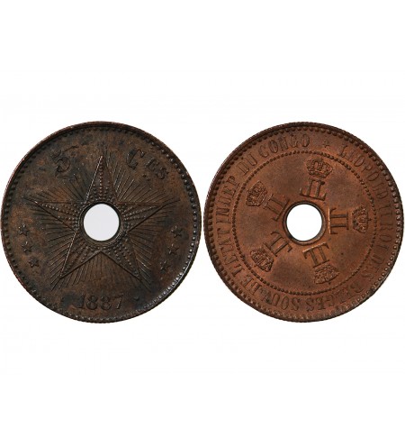 CONGO, LEOPOLD II - 5 CENTIMES 1887