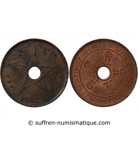 CONGO, LEOPOLD II - 5 CENTIMES 1887