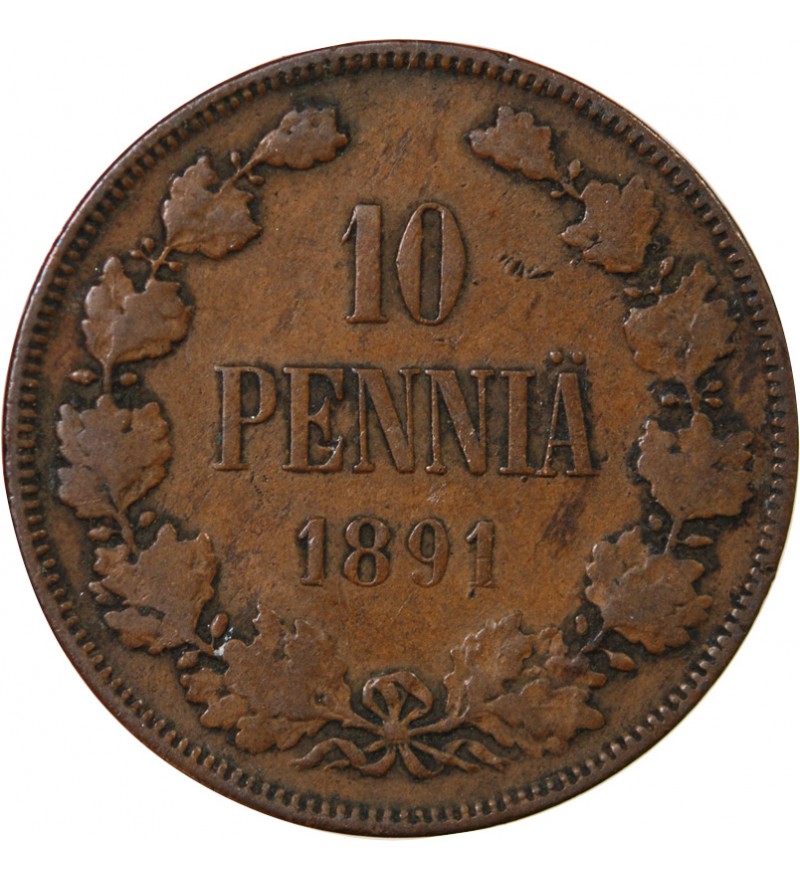 FINLANDE, ALEXANDRE III - 10 PENNIÄ 1891