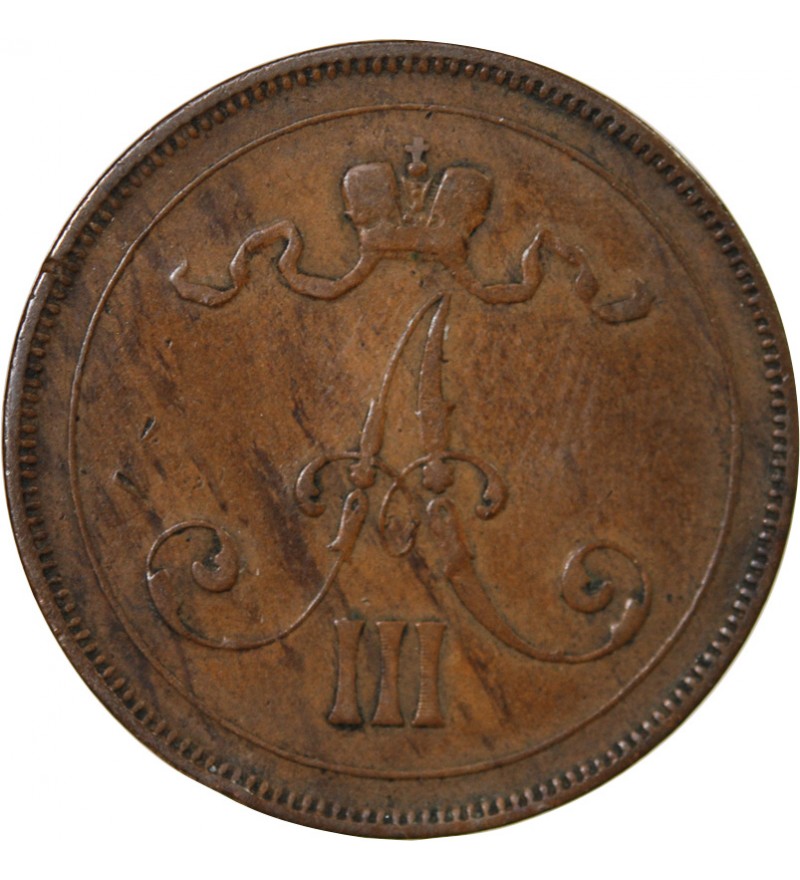 FINLANDE, ALEXANDRE III - 10 PENNIÄ 1891