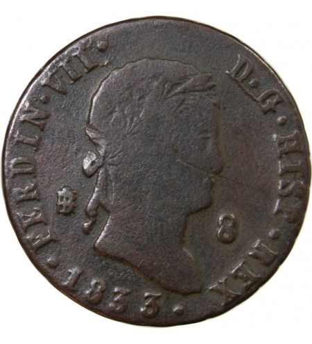 ESPAGNE, FERDINAND VII - 8 MARAVEDIS 1833