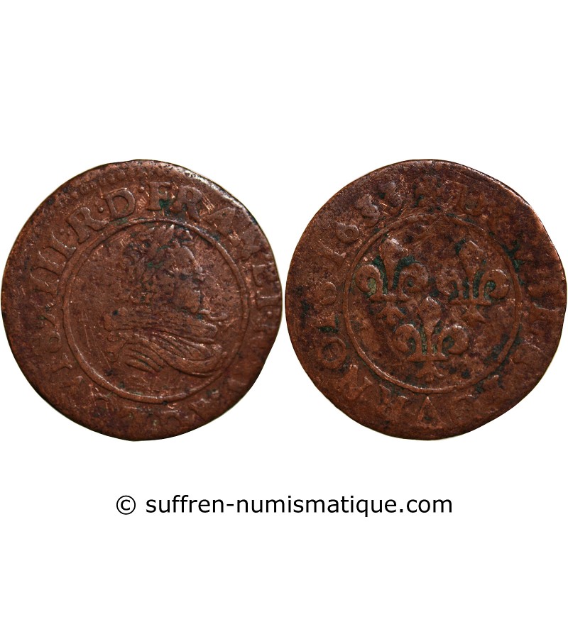 LOUIS XIII - DOUBLE TOURNOIS 1633 D LYON