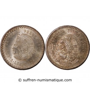 MEXIQUE, CUAUHTEMOC - 5 PESOS ARGENT 1948 Mo MEXICO