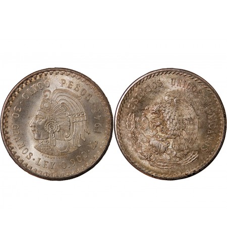 MEXIQUE, CUAUHTEMOC - 5 PESOS ARGENT 1948 Mo MEXICO