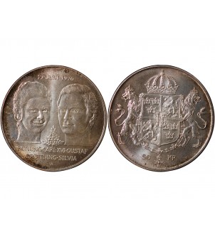 SUEDE, MARIAGE DE CARL XVI GUSTAF - 50 KRONOR ARGENT 1976 2