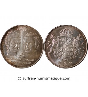 SUEDE, MARIAGE DE CARL XVI GUSTAF - 50 KRONOR ARGENT 1976