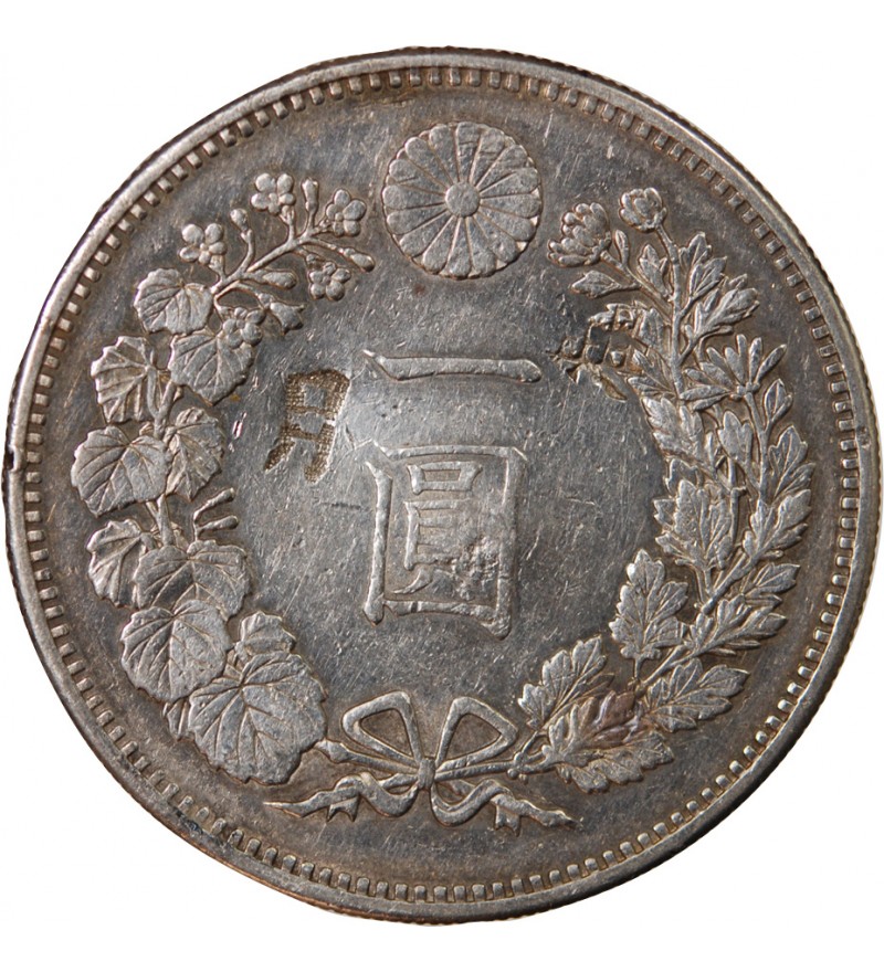 JAPON, MEIJI - 1 YEN ARGENT AN 18 (1885) - CONTREMARQUES