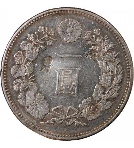 JAPON, MEIJI - 1 YEN ARGENT AN 18 (1885) - CONTREMARQUES