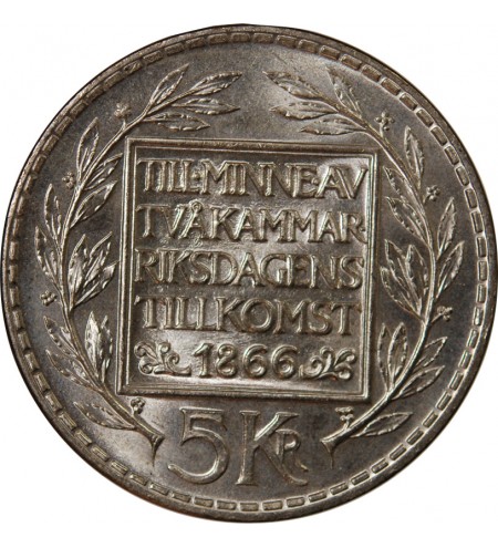 SUEDE, REFORME DE LA CONSTITUTION - 5 KRONOR ARGENT 1966